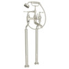 Exposed Floor Mount Tub Filler with Metal Lever Handshower in Polished Nickel