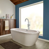 Contemporary Round Freestanding Tub Filler with Hand Shower in Polished Chrome