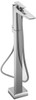 Single Handle Freestanding Tub Filler with Handheld Shower in Brushed Nickel