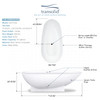 72-in L x 36-in W x 20-in H Resin Stone Freestanding Bathtub with center drain, in White