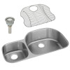 Elkay ELUH3621LDBG Stainless Steel Double Bowl Undermount Sink Kit in Lustrous Highlighted Satin