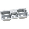 43" x 22" x 7" 20 Gauge Stainless Steel Triple Bowl Drop-in Kitchen Sink with 3 Faucet Holes in Brushed Satin
