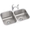 Dayton DXUH312010RDF Stainless Steel Double Bowl Undermount Sink and Faucet Kit in Radiant Satin Dayton DXUH312010RDF Stainless Steel Double Bowl Undermount Sink and Faucet Kit in Radiant Satin