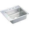 25" x 22" x 7-5/8" 18 Gauge Stainless Steel Single Bowl Drop-in Classroom Sink with 3 Faucet Holes and 1 Left Slotted Hole in Lustrous Satin