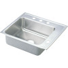 25" x 22" x 7-5/8" 18 Gauge Stainless Steel Single Bowl Drop-in Classroom Sink with 3 Faucet Holes and 1 Right Slotted Hole in Lustrous Satin