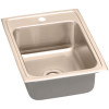 17" x 22" x 5" 18 Gauge CuVerro Antimicrobial Copper Single Bowl Drop-in ADA Sink with 1 Faucet Hole in Lustrous Satin