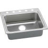 Elkay LRAD2522555 Stainless Steel Single Bowl Top Mount Sink with 5 Faucet Holes in Lustrous Highlighted Satin