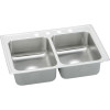 29" x 18" x 6-1/2" 18 Gauge Stainless Steel Equal Double Bowl Drop-in ADA Kitchen Sink with 4 Faucet Holes in Lustrous Satin