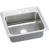 25" x 21-1/4" x 6" 18 Gauge Stainless Steel Single Bowl Quick-Clip Drop-in ADA Kitchen Sink with Middle Right 2 Faucet Holes in Lustrous Satin