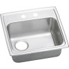 19-1/2" x 19" x 5-1/2" 20 Gauge Stainless Steel Single Bowl Quick-Clip Drop-in ADA Kitchen Sink with Rear Left Drain and 2 Faucet Holes in Brushed Satin