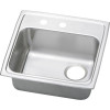 19-1/2" x 19" x 5-1/2" 20 Gauge Stainless Steel Single Bowl Quick-Clip Drop-in ADA Kitchen Sink with Rear Right Drain and Middle Right 2 Faucet Holes in Brushed Satin