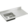 48" x 25" x 7-1/2" 18 Gauge Stainless Steel Left Single Bowl Sink Top with 4 Faucet Holes in Lustrous Satin