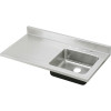 48" x 25" x 7-1/2" 18 Gauge Stainless Steel Right Single Bowl Sink Top with 4 Faucet Holes in Lustrous Satin