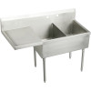 Elkay SS8236L2 Commercial Scullery Sink with 2 Faucet Holes in Buffed Satin