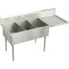 Elkay SS8372R3 Commercial Scullery Sink with 3 Faucet Holes in Buffed Satin