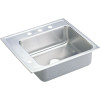 25" x 22" x 5-1/2" 18 Gauge Stainless Steel Single Bowl Quick-Clip Drop-in Classroom ADA Sink with 3 Faucet Holes and 1 Left Slotted Hole in Lustrous Satin