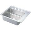 25" x 22" x 5-1/2" 18 Gauge Stainless Steel Single Bowl Quick-Clip Drop-in Classroom ADA Sink with 3 Faucet Holes and 1 Right Slotted Hole in Lustrous Satin