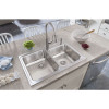 33" x 22" x 7-7/8" 18 Gauge Stainless Steel Offset Double Bowl Drop-in Kitchen Sink with 2 Faucet Holes in Lustrous Satin