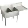 Elkay SS8230R2 Commercial Scullery Sink with 2 Faucet Holes in Buffed Satin