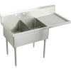 Elkay SS8260ROF2 Commercial Scullery Sink with 2 Faucet Holes in Buffed Satin