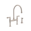 Rohl U.4719L-STN-2 Bridge Kitchen Faucet in Satin Nickel