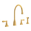 Rohl U.4736L-IB-2 Widespread Kitchen Faucet in English Gold