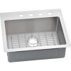 Elkay ECTSR25229BG4 Stainless Steel Single Bowl Dual-Mount Sink Kit with 4 Faucet Holes in Polished Satin