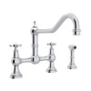 Rohl U.4763X-APC-2 Bridge Kitchen Faucet and Metal Cross Handles in Polished Chrome