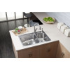 33" x 22" x 9" 18 Gauge Stainless Steel 60/40 Double Bowl Dual Mount Sink with Perfect Drain and 2 Right-Side Faucet Holes in Lustrous Satin