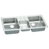 Stainless Steel Triple Bowl Top Mount Sink with 6 Faucet Holes in Brilliant Satin
