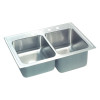 33" x 22" x 10-1/8" 18 Gauge Stainless Steel Double Bowl Drop-in Kitchen Sink with 4 Faucet Holes in Lustertone