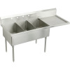 Elkay WNSF8345R2 Commercial Scullery Sink with 2 Faucet Holes in Buffed Satin