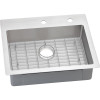 Elkay ECTSRAD25226BGFR2 Stainless Steel Single Bowl Dual-Mount Sink Kit with 2 Faucet Holes in Polished Satin
