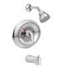 Bath and Shower Faucet with Pressure Balanced Trim in Chrome