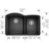 20.843-In X 32-In Double-Basin Granite Undermount Residential Kitchen Sink in Anthracite 20.843-In X 32-In Double-Basin Granite Undermount Residential Kitchen Sink in Anthracite