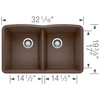 19.25-In X 32-In Double-Basin Granite Undermount Residential Kitchen Sink in Cafe Brown