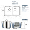 31.9375-in x 19.125-in x 9.5-in silQ Granite Kitchen Sink with Double Equal bowls, Undermount Installation, in Grey