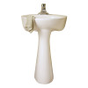 Two-Piece Pedestal and Corner Lavatory with Single Faucet Hole in White