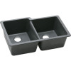 Elkay ELGU250RBK0 Gourmet E-granite Double Bowl Undermount Sink in Black