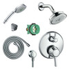 Hansgrohe KSH04449-04070-72PC Croma Shower Faucet Kit with Handshower PBV Trim with Diverter and Rough-in in Chrome