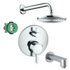 Hansgrohe KST04447-27474-13PC Raindance Shower Faucet Kit with Tub Spout PBV Trim with Diverter and Rough-in in Chrome