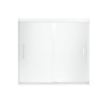 Frameless Bathtub Door 55.5-in H x 56.625-59.625-in W with Frosted Glass in Silver