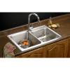 33" x 22" x 10" 18 Gauge Stainless Steel Offset Double Bowl Drop-in Kitchen Sink with 3 Faucet Holes in Lustrous Satin