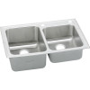 Elkay LGR3322S2 Stainless Steel Double Bowl Top Mount Sink with 2 Faucet Holes in Lustrous Highlighted Satin