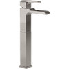 Single Handle Vessel Lavatory Faucet with Channel Spout in Brilliance Stainless