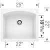 22-In X 25-In Single-Basin Granite Drop-In Or Undermount 1-Hole Residential Kitchen Sink in White
