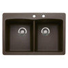 22-In X 33-In Double-Basin Granite Drop-In Or Undermount 2-Hole Residential Kitchen Sink in Cafe Brown 22-In X 33-In Double-Basin Granite Drop-In Or Undermount 2-Hole Residential Kitchen Sink in Cafe Brown