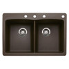 22-In X 33-In Double-Basin Granite Drop-In Or Undermount 4-Hole Residential Kitchen Sink in Cafe Brown 22-In X 33-In Double-Basin Granite Drop-In Or Undermount 4-Hole Residential Kitchen Sink in Cafe Brown