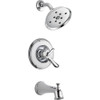 Delta T17494 Linden Dual Function Pressure Balanced Bath and Shower Trim with H2Okinetic Shower Head and Integrated Volume Control Less Rough-in in Polished Chrome