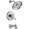 Delta T17497 Cassidy Dual Function Pressure Balanced Bath and Shower Trim with H2Okinetic Shower Head and Integrated Volume Control Less Rough-in in Polished Chrome